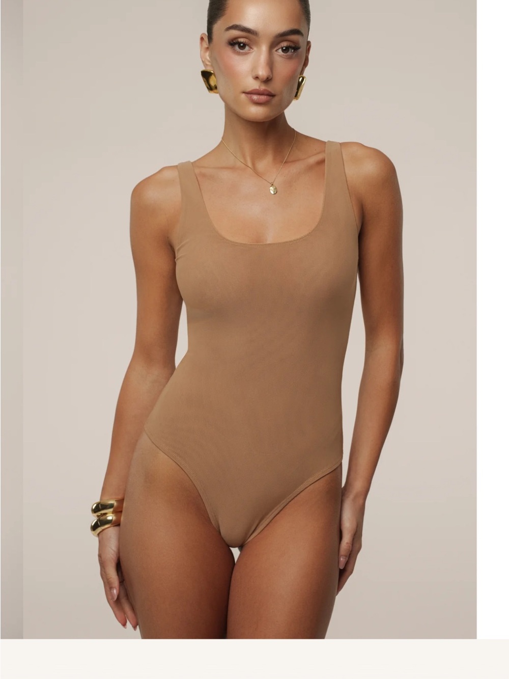 Jluxlabel -  Pecan Mesh Essentials Tank Bodysuit - NWT - S - Perfect w/Jeans